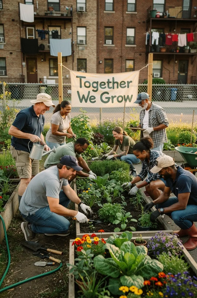 Community members discussing neighborhood safety initiatives